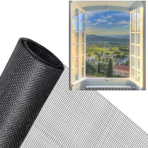 JINYJIA Moustiquaire Fenêtre, 2.5m x 1.2m Rouleau Moustiquaire, Toile Moustiquaire Fibre de Verre, Découpable à la Dimension Souhaitée, Indéchirable Filet Anti Moustique Fenêtre,Noir