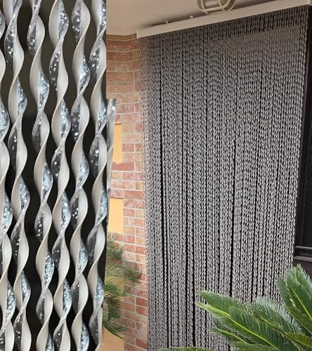 BricoShopping® Cortina mosquitera Mod.A con hilos de PVC ajustable, mosquitera para puerta, ventana, exterior, entrada, balcón, caravana, hilo antimoscas, 4 tamaños (14 (tórtola), 150 x 250 cm (1