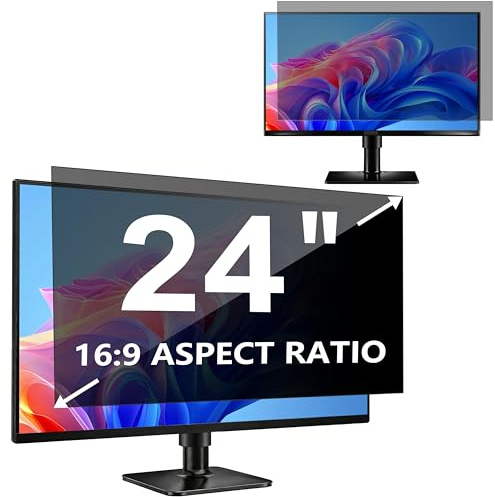 YBTFBG Blickschutzfolie 24 Zoll für 16:9 Monitor (53.1 x 29.9 cm) | 24 Zoll Abnehmbarer Computer Monitor Blickschutzfilter mit Blendschutz und Blaulichtblock