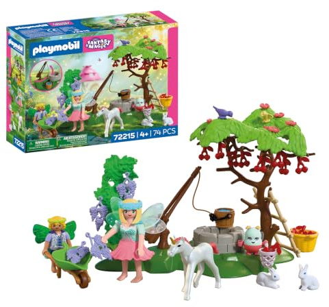PLAYMOBIL | Fantasy & Magic | Feengarten mit Einhornfohlen | Zauberhafter Garten mit Fee, Feenjunge, Joyling & niedlichem Einhornbaby | Für Kinder ab 4 Jahren | 72215