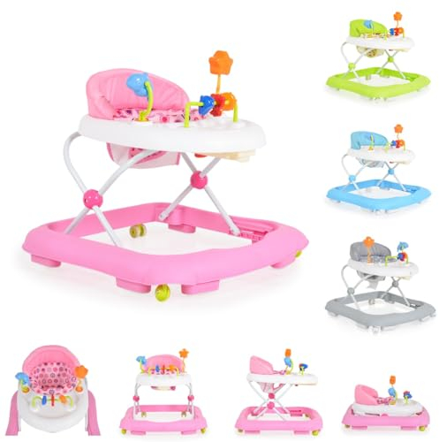 Lauflernwagen, Laufhilfe Eko höhenverstellbar, gepolsteter Sitz und Spielcenter rosa