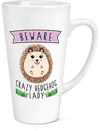 Beware Crazy Hedgehog Lady 17oz Large Latte Mug Cup