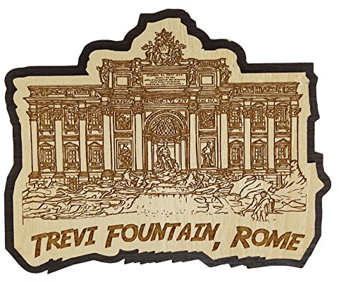 Printtoo Fountain Rome Souvenir Wooden Engraved Fridge Magnet Collectibles Gift