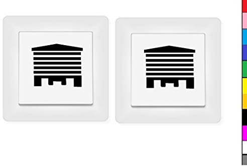 generisch 2xGarage Tor Garagentor Aufkleber Schalteraufkleber Schalter (246/4/6) (Schwarz Glanz, 3,7 x 4,4 cm)