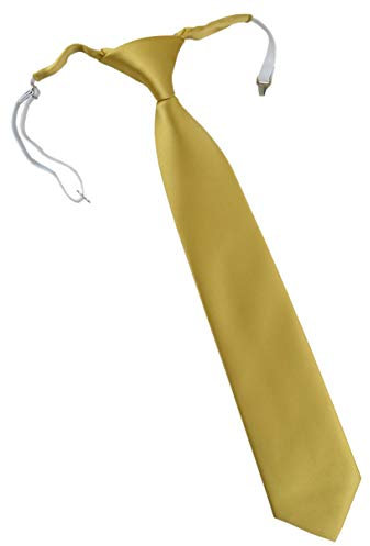TigerTie Designer Security Sicherheits Krawatte in gold einfarbig Uni - vorgebunden mit Gummizug in weiß