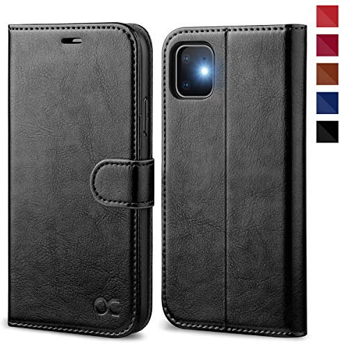 OCASE iPhone 11 Case, Premium PU Leather iPhone 11 case [TPU Inner Shell][Kickstand][Card Holder] Flip Wallet Phone Cover - For the 6.1 inch iPhone 11 -Black