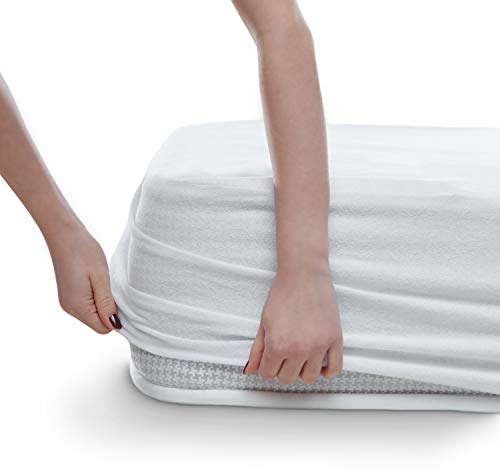 Alreya Wasserdichter Matratzenschoner Atmungsaktiv Schutz mit Rundumbezug 180 cm x 200 cm Matratzenauflage ohne Knistern, Baumwolle Matratzenschutz Weiß