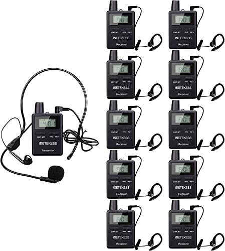 Retekess TT109 Tour Guide System, 180 m Kabelloses Audioguide Solution, 2,4 GHz Übersetzungssystem für Fabrik, Reisen, Universität, Museum, Kirchenübersetzung, Supermarkt