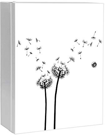 banjado Medizinschrank abschliessbar mit Motiv Pusteblume 2 35x46x15cm - großer Arzneischrank für die Hausapotheke - Medikamentenschrank aus Metall zur Medikamenten Aufbewahrung