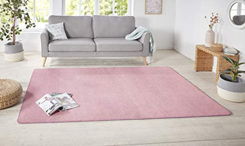 Hanse Home Nasty Teppich – Wohnzimmerteppich Flauschiger Kurzflor Einfarbig Unifarben für Esszimmer, Wohnzimmer, Kinderzimmer, Flur, Schlafzimmer, Küche – Uni Hellrosa, 200x300cm