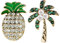 VALICLUD 1 Paar 925 Sterlingsilber Nadel Ananas Kokosnussbaum Ohrstecker Hawaii Pers?nlichkeit Asymmetrische Ohrstecker Dekorative Ohrringe für Frauen ?dchen (Golden + Grün)