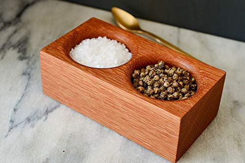 Eco-friendly Salt and Pepper pinch pots handmade from English oak hardwood. Salt pig. Salt cellar. Seasoning set.