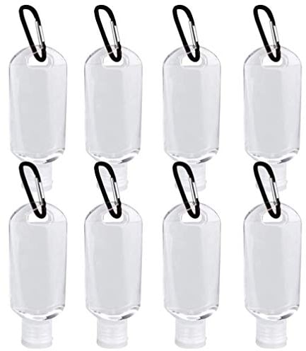 10pcs 50ml Travel Plastic Keychain Bottles Leakproof Squeeze Bottles with Flip Cap Empty Refillable Containers for Hand Conditioner Body Wash Liquid