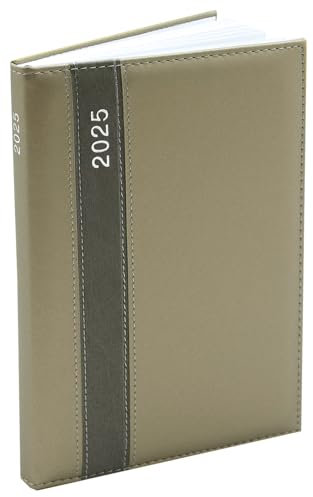 Buchkalender 2025 A5 - Lederoptik Design Chefplaner 2025 A5 Business Planer Terminkalender 2025 mit Jahreskalender Kalenderbuch Terminplaner Kalender 2025 (Oliv)