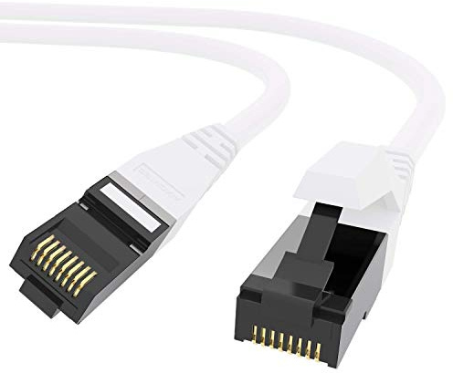 AIXONTEC 3 m Profi Netzwerk LAN Kabel WEIß, Cat 7 S FTP LEONI Ethernet LAN DSL Daten Kabel, RJ 45 Stecker Patchkabel HIGH SPEED 10 Gigabit Router Power LAN Kabel - MADE IN GERMANY