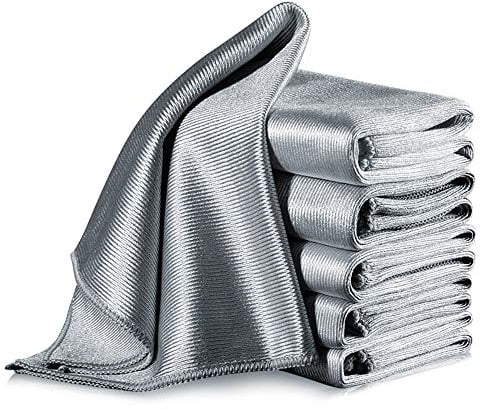 LELE LIFE 6Pcs Microfiber Glass Cleaning Cloths, Highly Absorbent Lint Free Streak Free Wash Cloth for Windows Windshields Mirrors Stainless Steel, 40 x 40cm, Gray