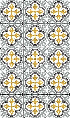 STORESDECO - Mosaik-Vinyl-Teppich, Gepolsterter Vinyl-Teppich, Waschbar und rutschfest. Es Ist EIN Idealer Teppich Für Küche, Wohnzimmer, Schlafzimmer… | Graue Blume, 80 cm x 150 cm
