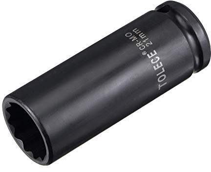sourcing map 1/2-Inch Drive 21mm 12-Point Deep Impact Socket, CR-MO Steel 78mm Length, Metric Sizes