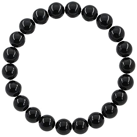 Ouubuuy Schwarzer Obsidian Armband,8mm Heilsteine Armband, Edelstein Armband Damen, Stein Armband Damen,Armband Perlen Damen,Armband Damen Perlen