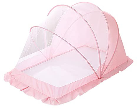 SONARIN Zanzariere per Neonati,Zanzariera Pieghevole Senza Fondo per Bambini 0-5 Anni,Zanzariera Portatile per Lettino per Camera da Letto Familiare Viaggio All'aperto 115CM*60CM*65CM(Rosa)