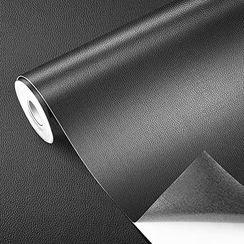 GELAISI Kunstleder Selbstklebend 40 * 150cm-Grau Leder Patch Kit Selbstklebende Lederflicken,Lederoptik Folie Dekofolie Möbelfolie Tapeten Lederreparatur Polster für Schrank Ledertasche Autositz Sofa