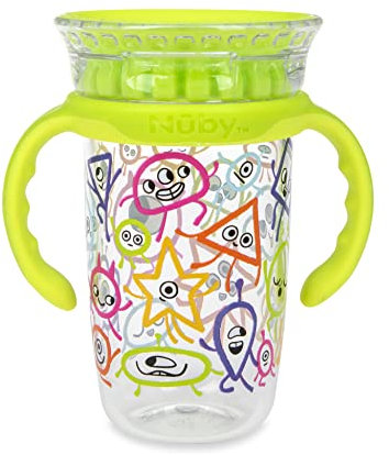 NUBY Tritan No Spill - Taza de 360° con 2 asas sin bisfenol A, 283,5 g