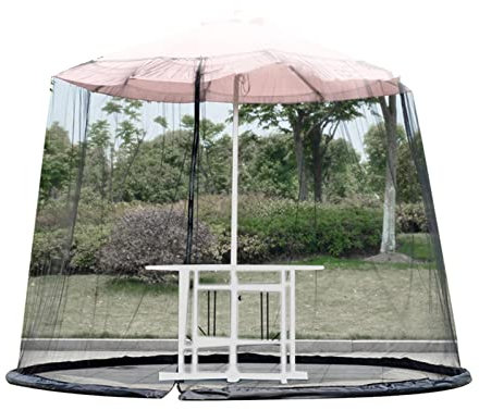 Aibyks Filet Anti-moustiques pour terrasse – Filet pour Parapluie avec Double Porte zippée – Écran en Maille Polyester pour clôture de Jardin d'extérieur pour parapluies de 3 à 3
