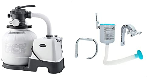 Intex combo filtre à sable 6m³/h + sterilisateur au sel qx2100 & Skimmer de Surface Deluxe pour autostable ou Tubulaire