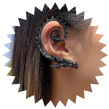 Cimenexe Gothic Drachen Ohrringe - Schwarzer Alter Drache, Vintage No Piercing Knorpel Schmuck Für Frauen Und Mädchen, Tier Halloween Party Geschenke