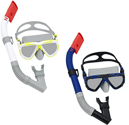 Occhialini da Snorkeling e Boccaglio Bestway Bianco Blu scuro Adulto (1 Unità)