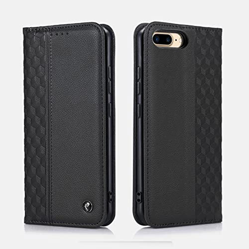 TOHULLE Case for iPhone 7 Plus for iPhone 8 Plus,Premium PU Leather Wallet Case Card Holder Kickstand Built-in Magnetic Closure Flip Folio Phone Cover for iPhone 7 Plus/8 Plus - Black