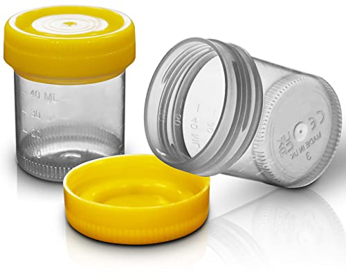 2pc RE-GEN Premium Reusable Leak Proof Specimen Liquid Measuring Container Sample Cup Pots 60ml - Ideal for Healthcare, Lab, Home, Kitchen
