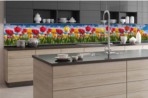 Dimex Küchenrückwand Folie Selbstklebend FRÜHLINGSTULPE 350 x 60 cm | Klebefolie - Dekofolie - Spritzschutz für Küche | Made in EU