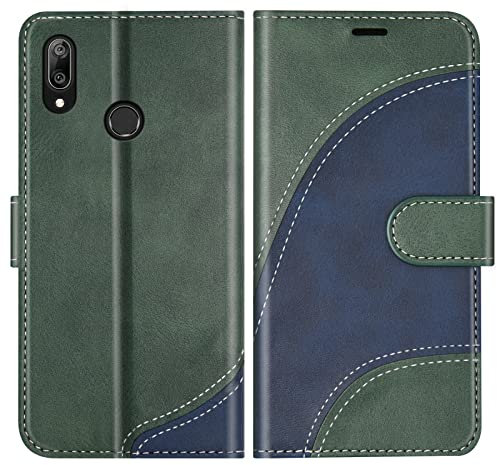 BoxTii Coque pour Huawei Y7 2019 / Y7 Prime 2019, Portefeuille Etui en Cuir PU, Magnétique Protection Housse Coque pour Huawei Y7 2019 / Y7 Prime 2019, Vert