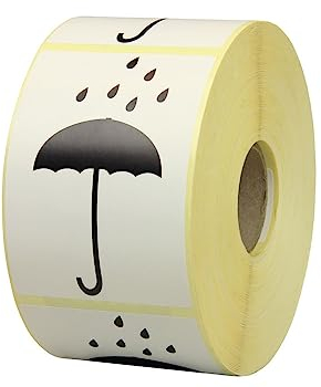 DENIOS Warn- und Hinweisetiketten, Vor Nässe schützen (Signet/Schirm)75 x 105 mm, aus Papier