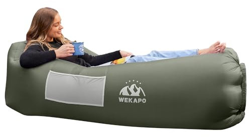 WEKAPO Inflatable Lounger Couch: Portable Air Sofa Chair & Essential Accessory for Camping, Beach, Hiking, Lawn, Backyard, Indoor/Outdoor Movies & Music Festivals – Airtight, Pump-Free Air Hammock