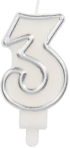 Folat 24163 Kuchen Kerze Simply Chique Silver Ziffer/Zahl 3-9 cm Geburtstagskerzen für Geburtstag, Geburtstagsdeko, für Kinder Partys, Hochzeiten, Firmenfeiern, Jubiläen, Silber, 9 cm