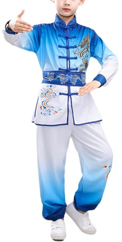Libaobaoyo Kids Martial Arts Uniform Kung Fu Suit Taichi Performance Clothing Set with Belt for Boys Girls