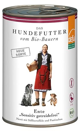 defu Hundefutter | 1 x 410 g | Bio Ente Sensitiv getreidefrei | Premium Bio Nassfutter Menü | Alleinfuttermittel für Hunde