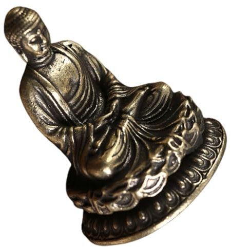 WOFASHPURET Buddha-Statue-Ornament Messing-Buddha-Statue Lachende Buddha-Statue Spirituelles Buddha-dekor Sitzende Buddha-Statue Hinduistische Buddha-Statue Chinesische Kleiner Buddha Metall