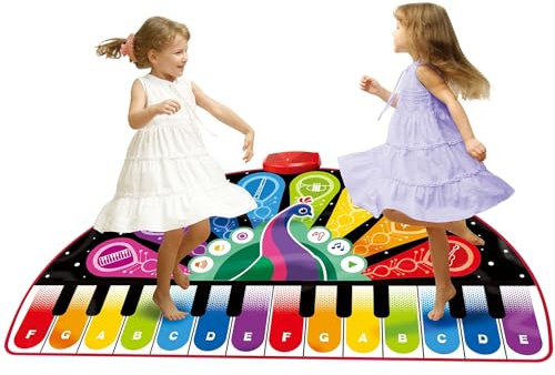 ZIPPY MAT Tappetino per pianoforte per bambini, tastiera musicale gigante da pavimento, 10 canzoni integrate, 8 strumenti, include un libro di canzoni, regalo di danza per bambini, ragazze e ragazzi.
