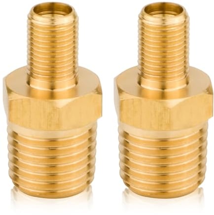 PEUTIER 2pcs Air Inflator Adapter, 1/4 NPT (M) to Standard Valve for Schrader (M), Brass Air Inflator Adapter Tire Inflator Connector for Auto Portable Air Compressor Air Hose Air Chuck