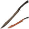 LQZJG 0168 Handgemachte Guss Mangan Stahl 52HRC Weidenblatt Schwert scharfe Machete, Full Tang, im Freien, Jagd, Camping, Wandern, Überleben, Lederscheide, 34.3 Zoll