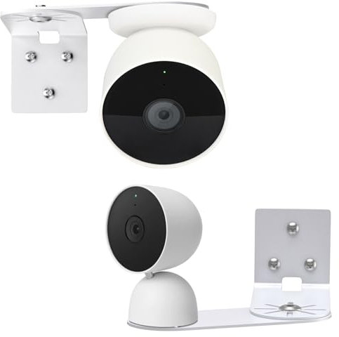 2Pack Metal Wall Mount Bracket Compatible with Google Nest Cam Outdoor or Indoor/Battery-2nd Generation, Google Nest Cam Indoor Wired-2nd Gen, 300° Rotation Adjustable Bracket with Better View Angles