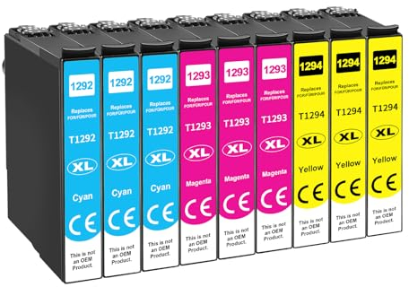 Tinnee T1295XL Multipack Kompatibel für Epson WF 3520 Druckerpatronen, für Epson T1291 T1292 T1293 T1294 für Workforce WF-3520 WF-3540 SX525WD SX425W