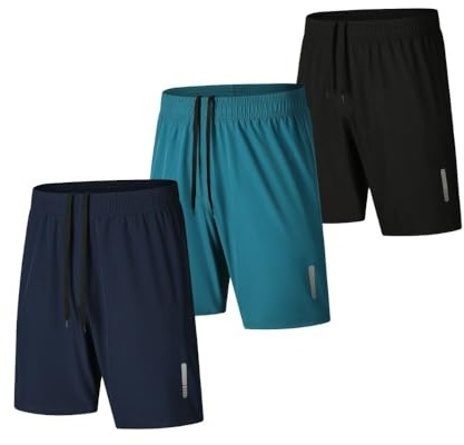 fovdtaa Lot de 3 shorts de sport pour homme à séchage rapide, pour la gym, la course à pied, l’entraînement