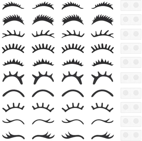 FINGERINSPIRE 20 Set Wimpernflicken 10 Stile Schwarze Wimpern Applikationsflicken Mit Aufklebern Filzstoff Wimpern Bastelbedarf Applikationsflicken Nähen Basteln Dekoration Für DIY Dekoration