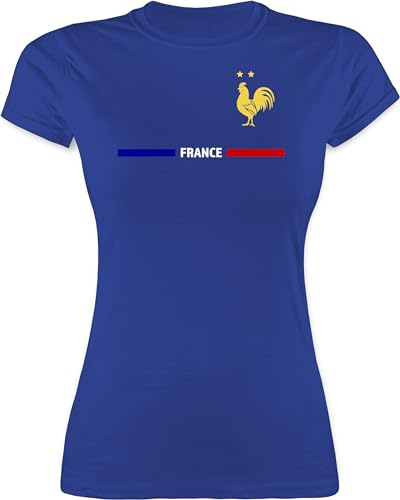 Shirt Damen - Fußball EM WM - Frankreich Trikot Wappen | France mit Stolz | Französisches Fan-Motiv - M - Royalblau - Fussball fußballtrikot Europameisterschaft französisch Funshirts für Frauen