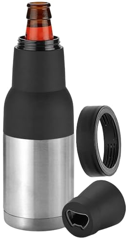 Beer Cooler for Bottles - 3 in 1Beer Bottle and Can Cooler with Beer Opener, 12 Oz. Slim Can Beer Bottle Insulators Holder, Vacuum Insulated Double Walled Stainless Steel