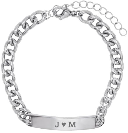 Heideman Armschmuck mit Gravur personalisiert mit Texten - Edelstahl Armband in, Silber - Pärchen Armband mit Text - Partner Armbänder für Frauen - Bis zu 25 Zeichen